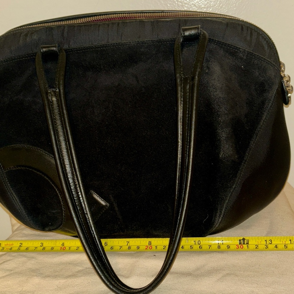 Salvatore Ferragamo Elegant Black Shoulder Boston Bag. Vintage Suede & Leather - Picture 13 of 14